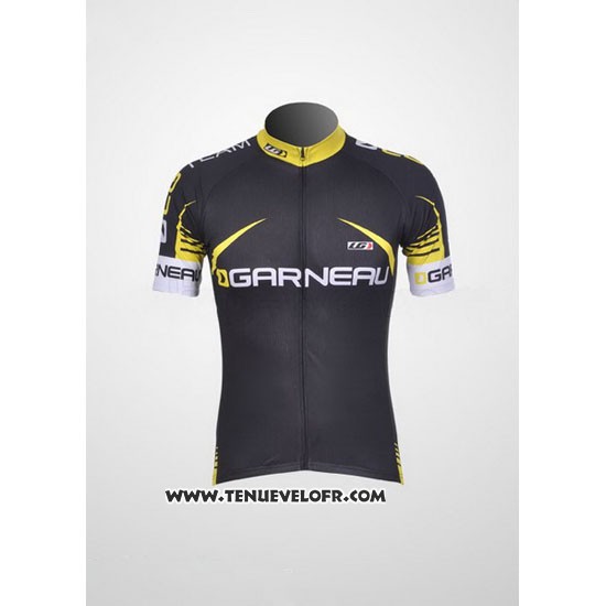2011 Maillot Ciclismo Louis Garneau Noir et Jaune Manches Courtes et Cuissard